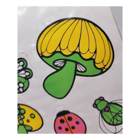 Deadstock True Vintage 1970's Psychedelic Mushroom Butterfly and Bugs Large Stic - Picture 6 of 9